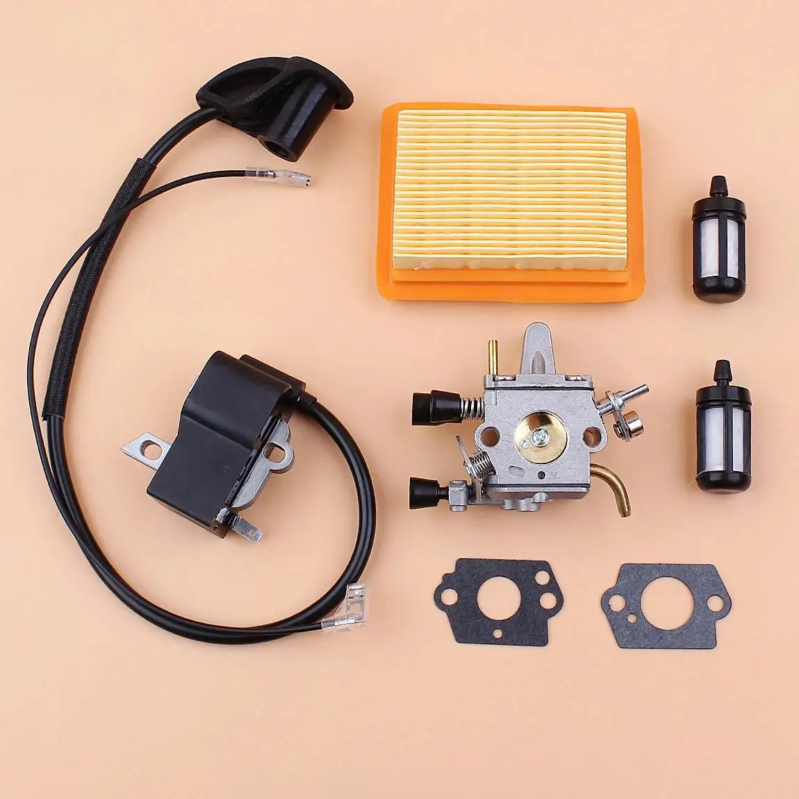 Kit de filtro de combustível de ar da bobina do carburador para Stihl FS120 FS200 FS250 FS300 FS350 R Trimmer Roçadora Weedeater 4134 120 0603