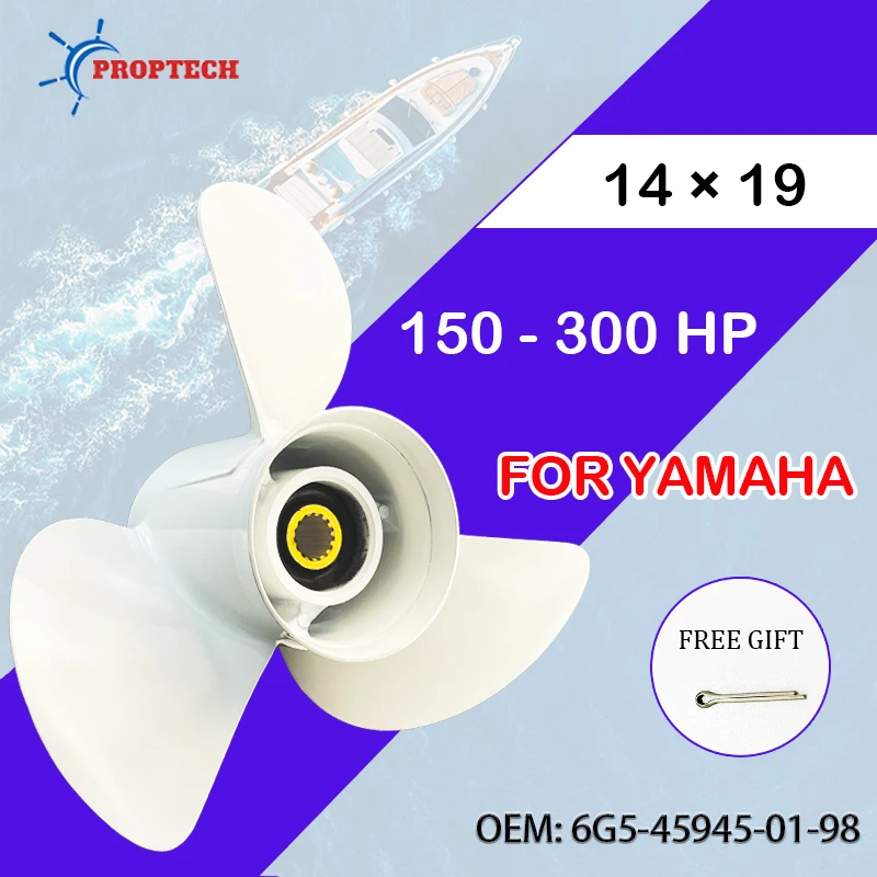 Outboard Propeller For Yamaha 150-300HP 14*19 Aluminum Alloy Screw Ship 6G5-45945-01-98 3 Blade 15 Spline Marine Engine Part