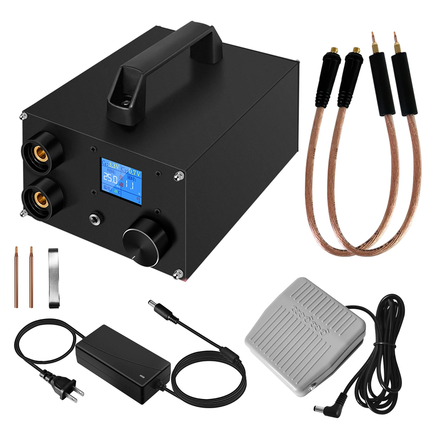 250 Gears Spots Welding Machine Double Capacitors Energy Storage Dual-pulse Welding 0.3mm Nickel Sheet 18650 Battery Spot Welder