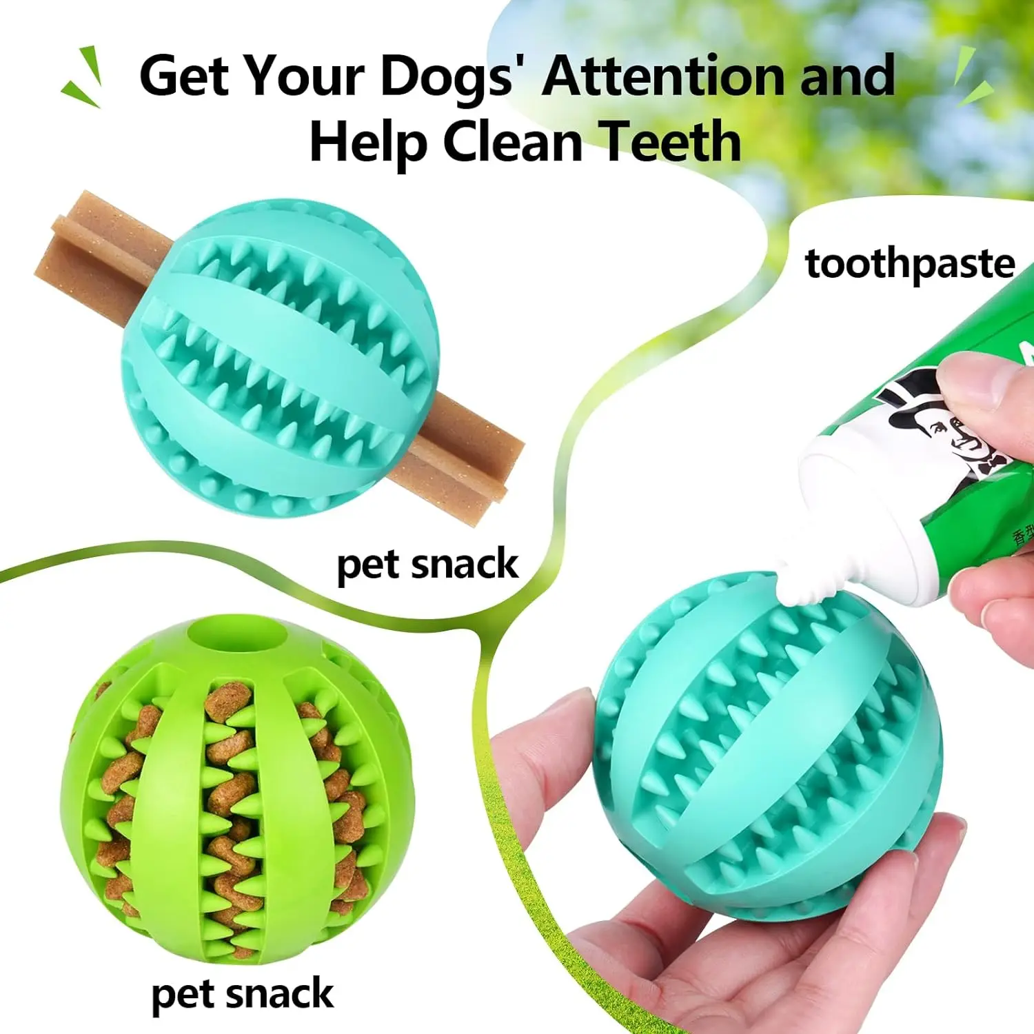 Puppy Teething Chew Clean Toy Balls Interactive Dog Treat Dispensing Ball Rubber Small Pet Enrichment Brain Stimulating Games