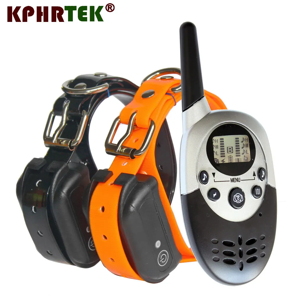 Dog Training Collar 1000M Waterproof Rechargeable LCD Remote Control Beeper With 1/2 Collars 100g2280