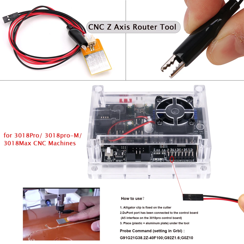 GRBL 1.1 USB Port 3-Axis Control Board +CNC Z-Axis Touch Plate Tool Setting Probe + 3 pin Micro Limit Switches for CNC 3018 pro