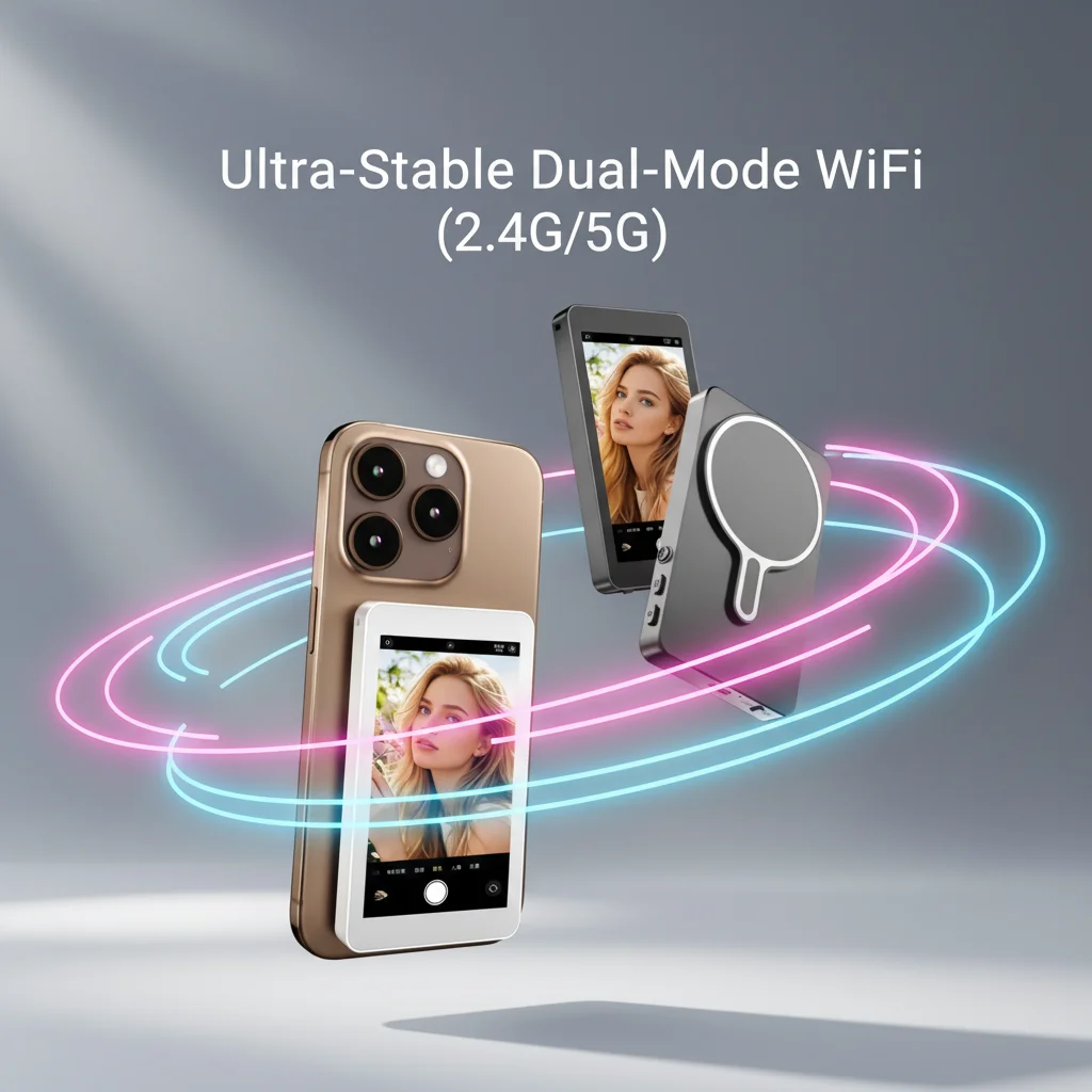 

Phone Selfie Monitor Screen Portable Wireless Magnetic Vlog Screen Phone Rear Camera Bluetooth Connection Selfie Tool For Live