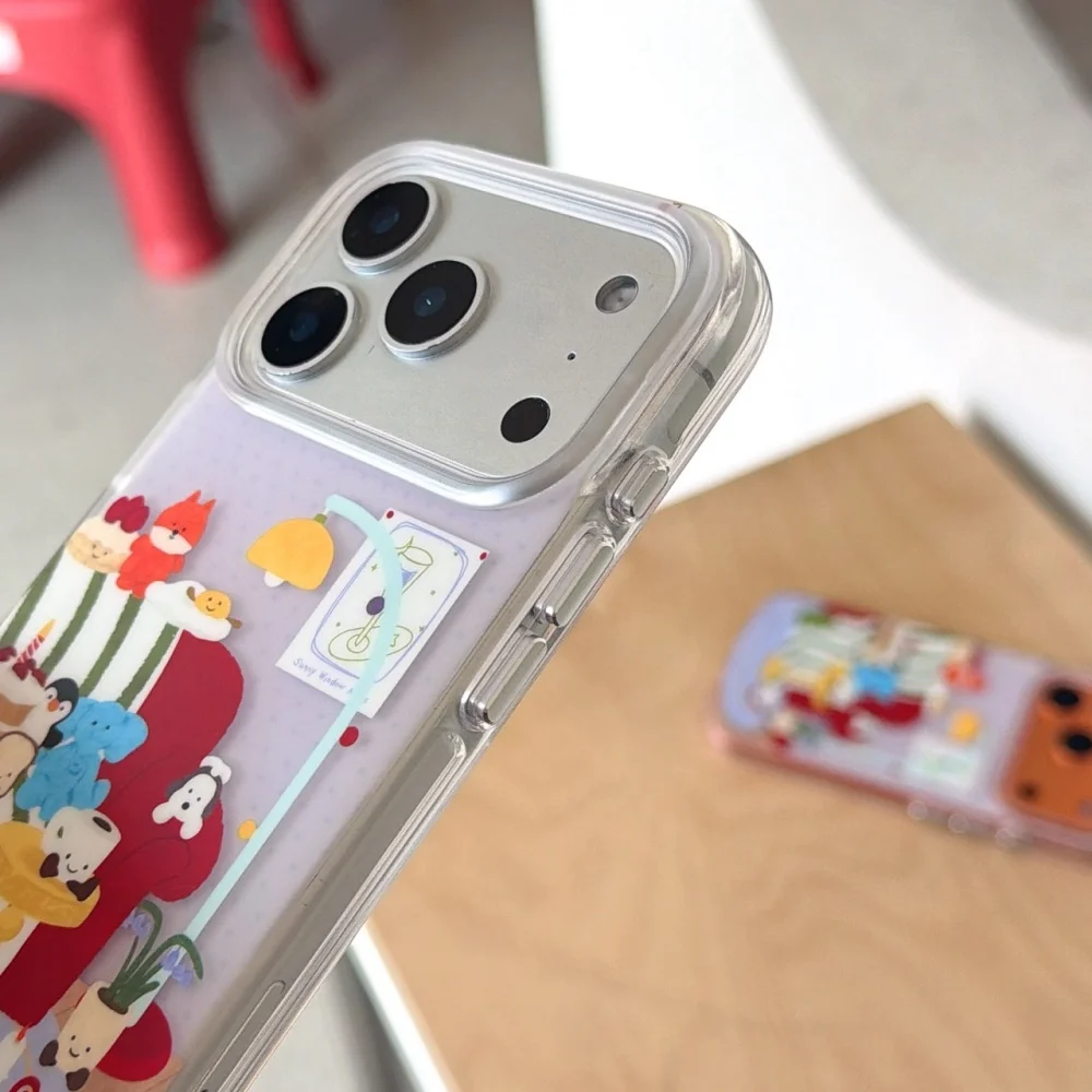 Cute indoor sofa animal doll phone case for iPhone 14/15/16/17 Pro Max, Fundans 17Pro fashionable new shockproof protective case