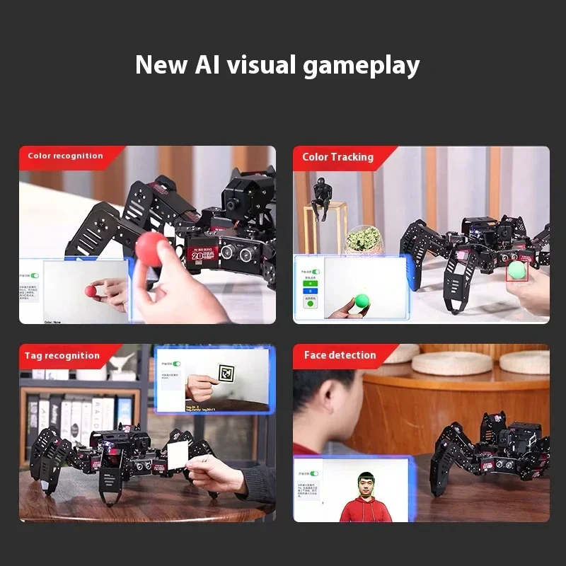 Робот SpiderPi AI Hexapod |   Raspberry Pi 5, питание |   AI Vision, инверсная кинематика, режимы мультигатуры, программируемый на Python