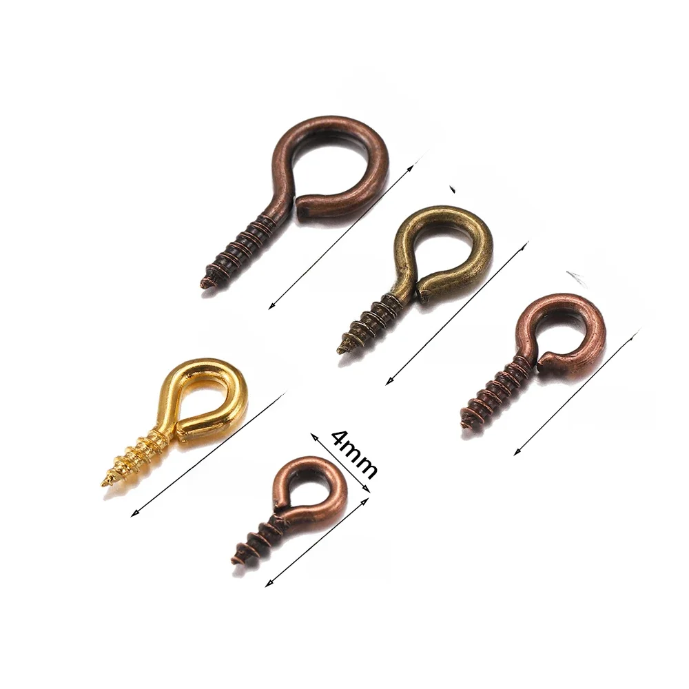 100-200 pcs/lot petits petits épingles à œil broches crochets œillets vis fermoirs filetés crochets fournitures pour résultats de bijoux en gros