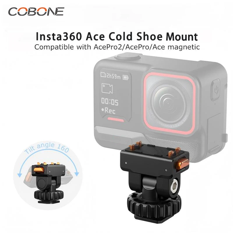 

COBONE Cold Shoe Mount Magnetic Quick Release 160° Rotatable Bracket 1/4" Adapter for Insta360 Ace/Ace Pro/Ace Pro 2 Tripod
