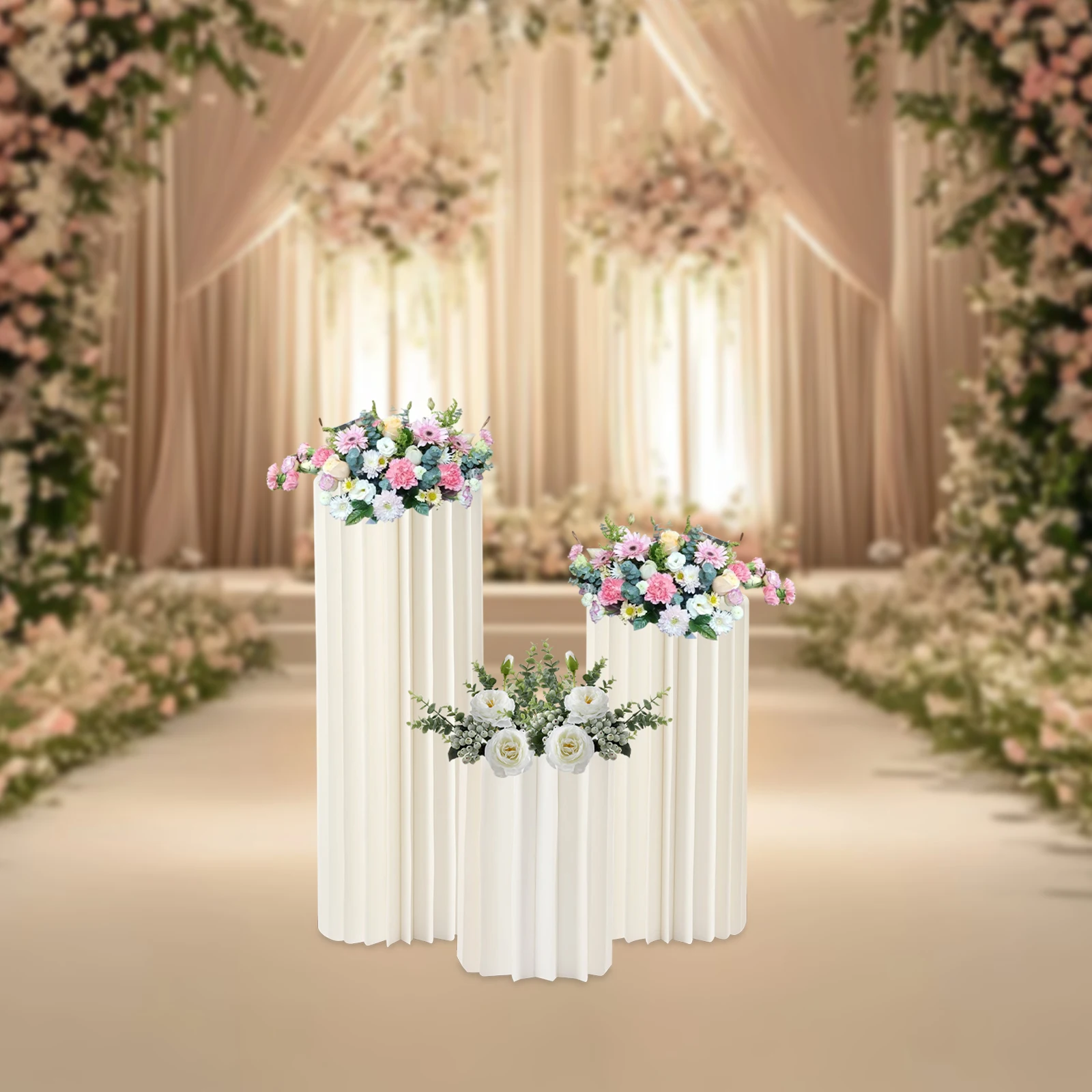 Wedding Centerpieces Cardboard Vases - Set of 3 Flower Vase Flowers Stand for Party Tables Decorations - Elegant Bulk Weddings