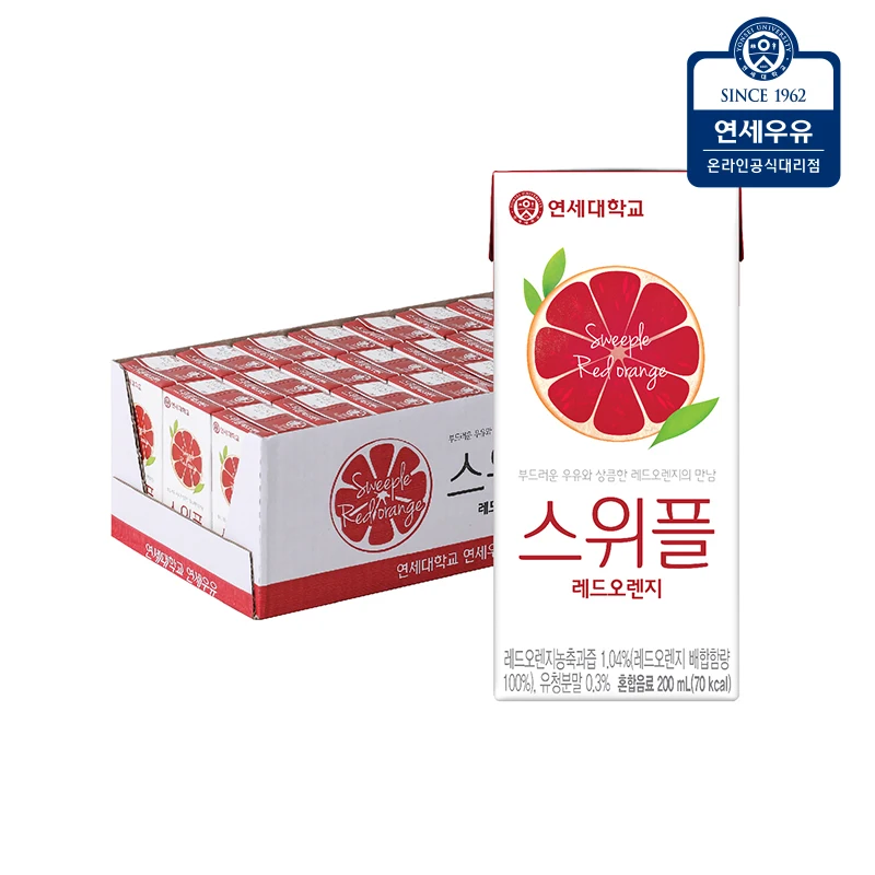 연세우유 스위플 주스 48팩(레드오렌지200ml+샤인머스켓140ml)