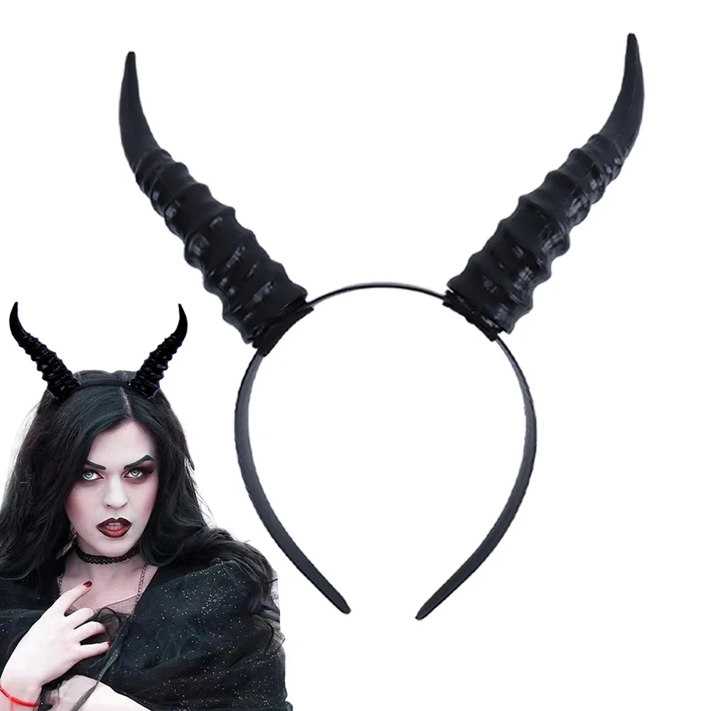 Diabeł owca róg nakrycie głowy Cosplay kobiety czarne dziewczyny chłopcy gotyckie zwierzęce antylopa nakrycia głowy Halloween karnawał kostium imprezowy rekwizyty — zdjęcie 2
