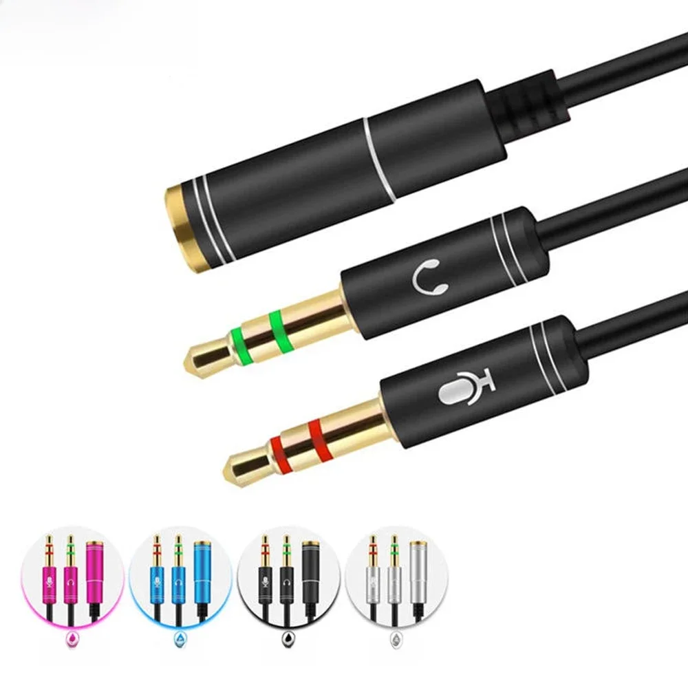 3.5mm Headphone Stereo Audio Mic Y Splitter 3.5mm Audio Microfone para 4 Pole Jack Aux Adapter para