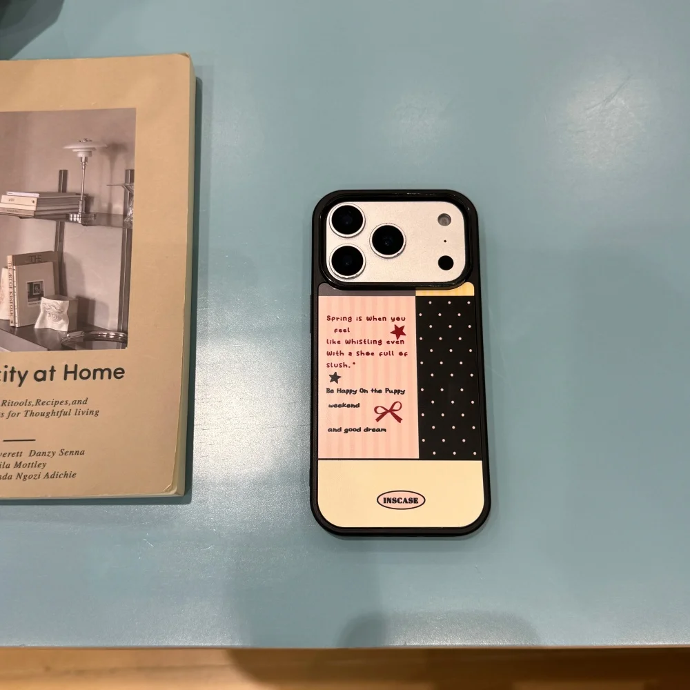 

INS sweet and cool spliced ​​polka dot mobile case, suitable for iPhone14/15/16/17ProMax,Korean new shockproof protective case