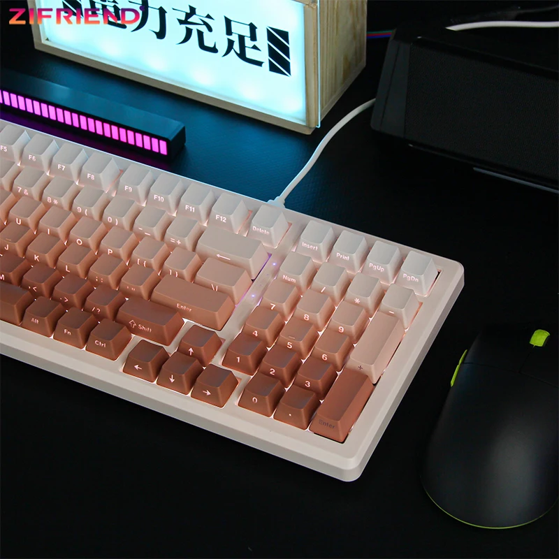 

ZIFRIEND K99 Pink Gradient Color Wired Mechanical Keyboard Gaming Keyboard PBT Keycaps 99 Keys White Lighy Side Engraving