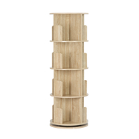 White Rotating Bookcase Storage 4-Tier Book Shelf 16 Compartments for Living Room Office Children's Room Organizer Decoration