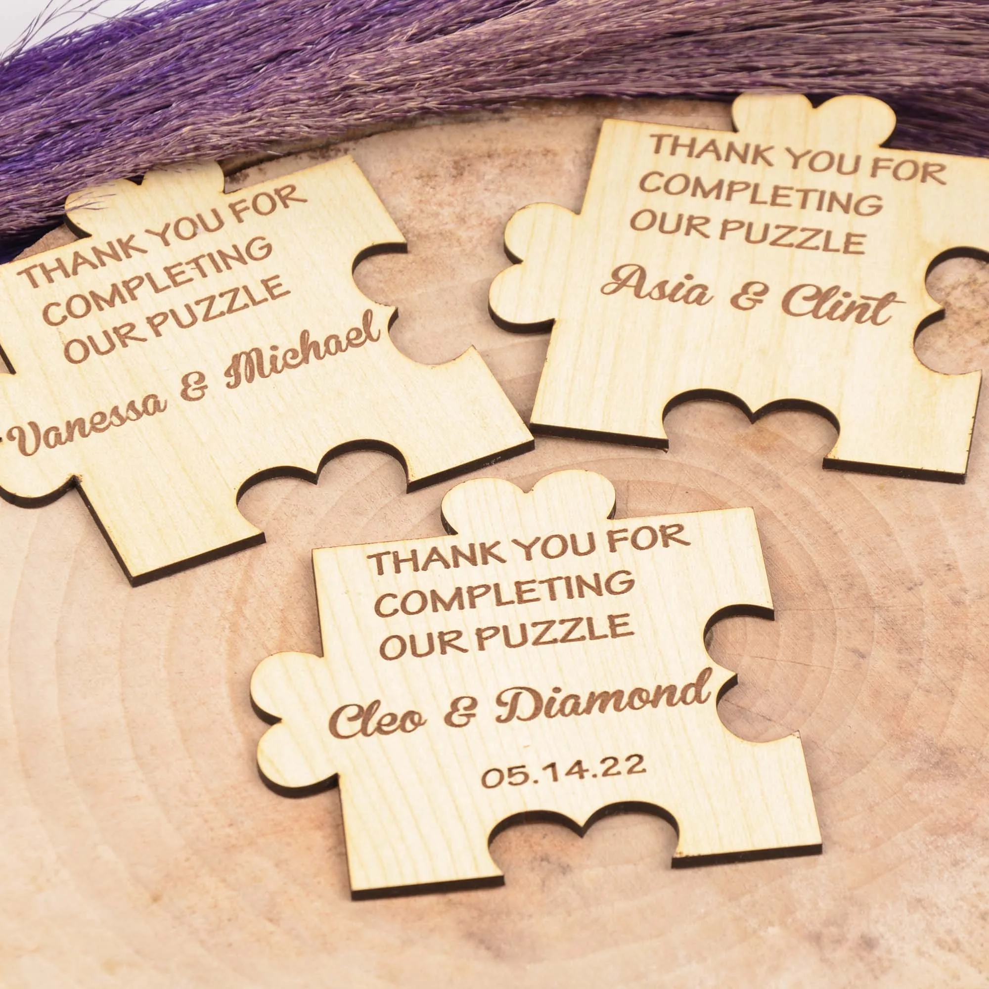 Wedding Puzzle Invitations Favor Custom Jigsaw Wooden Coasters Personalized Party Gift for Guests Wedding Table Decor