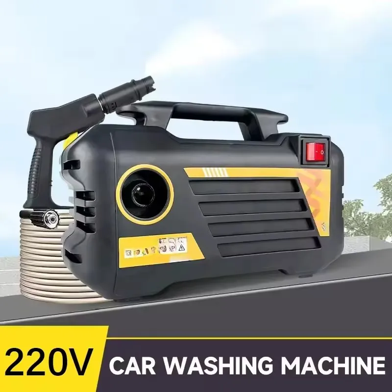 Hidrolavadora Portátil de Alta Presión, 3000W, Eléctrica, Doble Manguera, Autocebante, con Depósito de Espuma, para Exteriores, Jardín, Coche, Riego