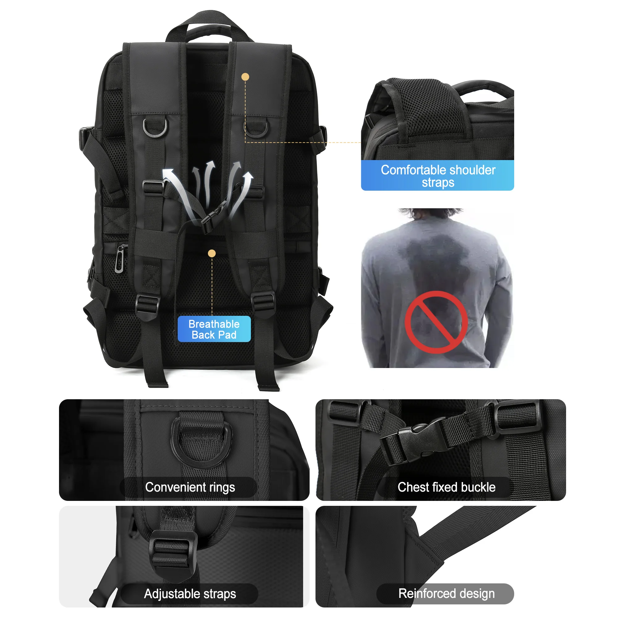 Travel Backpack for Men, Expandable Laptop Backpack with USB Port, Large Waterproof Anti Theft Business Computer Bag for Women