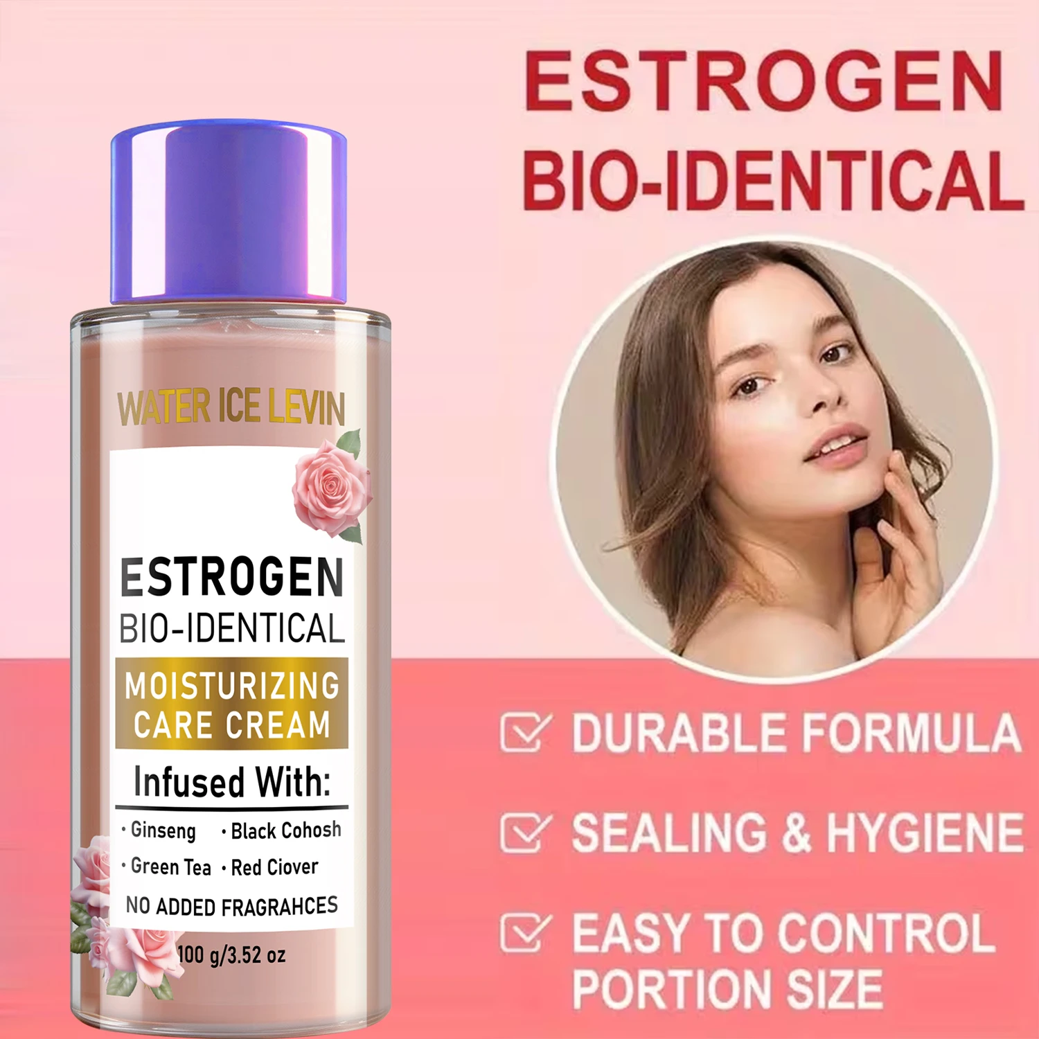 Water Ice Levin Plant Extract Moisturizing Body Lotion Ginseng Green Tea Extract Firming Skin Care Cream Fragrance Free 100g