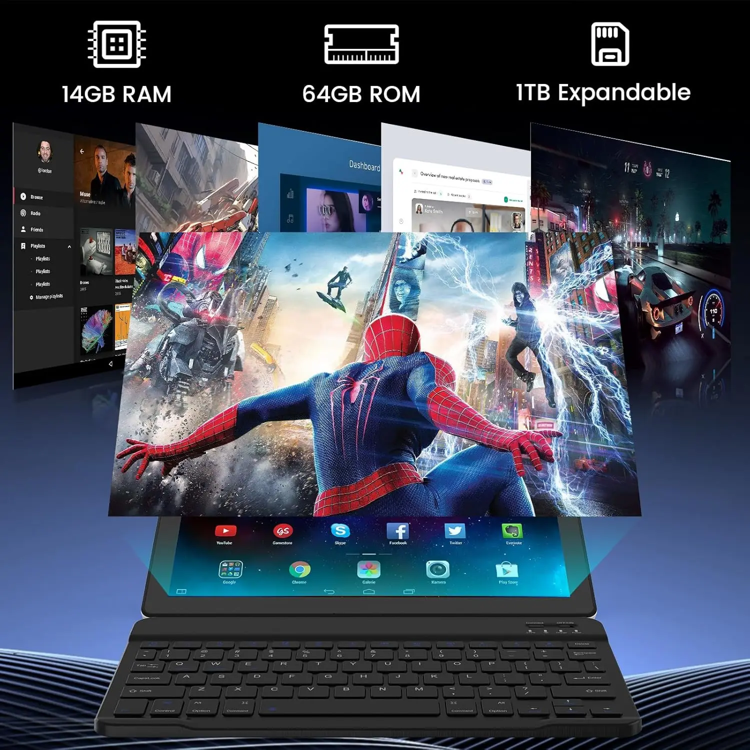 AEEZO A7L 10.95 Inch Tablet Octa-Core 14GB RAM+64GB ROM 6800mAh Tablet PC with Stylus Keyboard Mouse Headphones for Work  Study