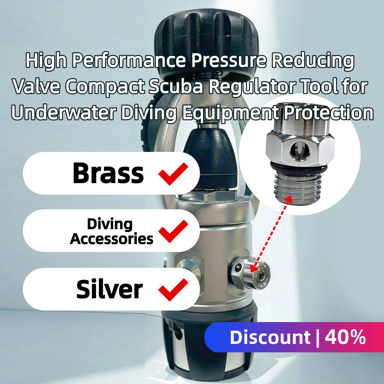

High Performance Pressure Reducing Valve Compact Scuba Regulator Tool for Underwater Diving Equipment Protection