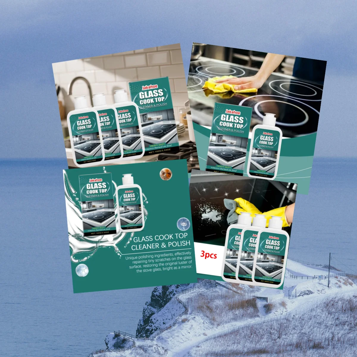 

3Pcs Glass Stove Cleaner & Polishing Agent, Kitchen Ceramic Cooktop Stain Remover