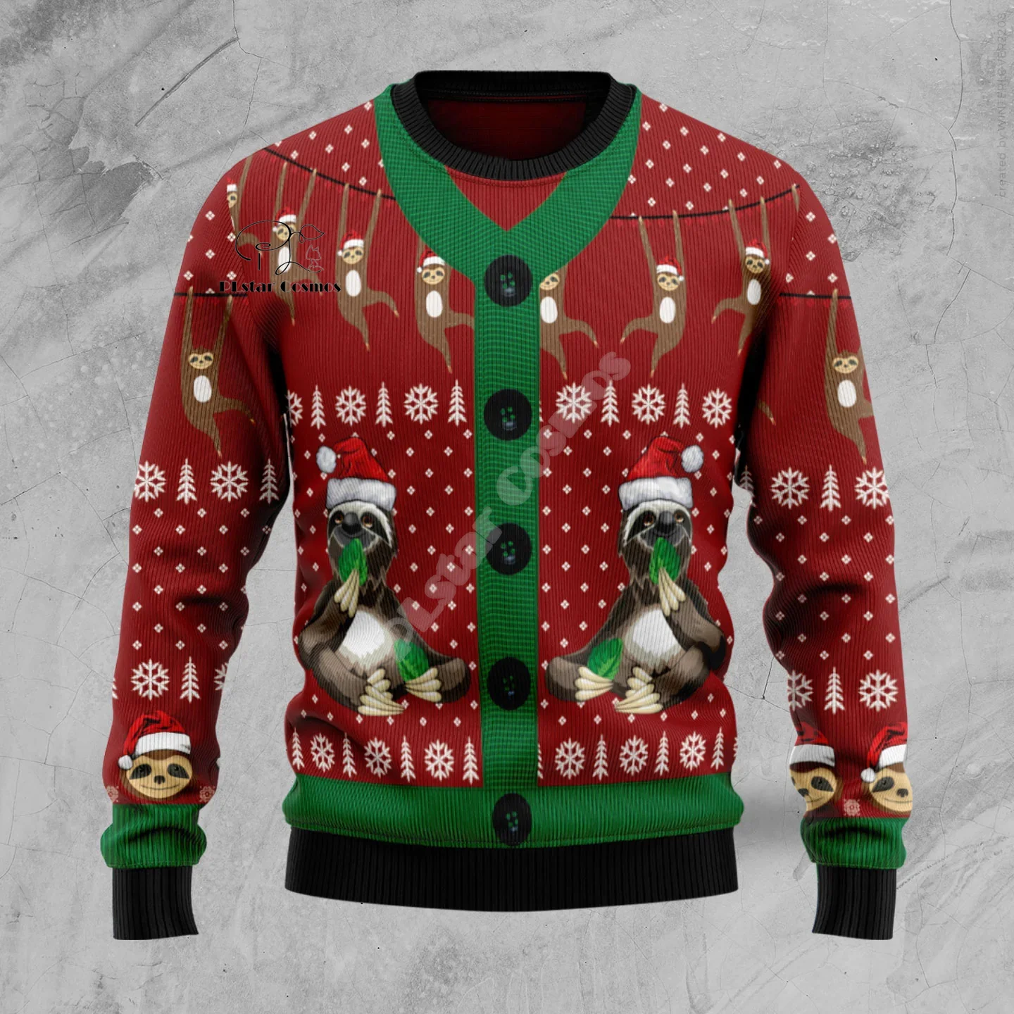 Natale brutto maglione lavorato a maglia natale babbo natale animale tatuaggio colorato retrò Unisex 3dprint divertente Harajuku Casual maniche