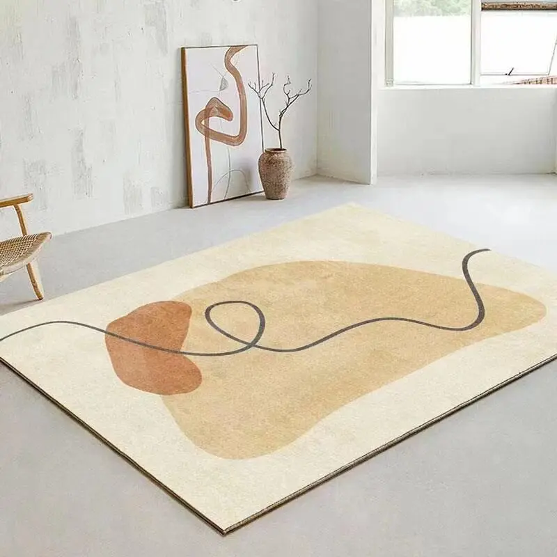 Modern Wabi Sabi Art Rug Soft Dove Velvet Geometric Floor Mat Washable Bedside Carpet for Living Room Home Decoration