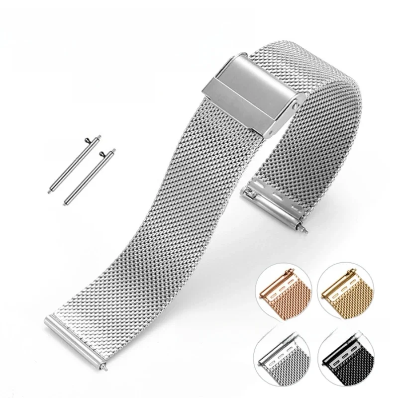 Milanaise-Armband, Universal-Armband, Schnellverschluss, 18 mm, 20 mm, 22 mm, 12 mm, 14 mm, 16 mm, 17 mm, 19 mm, 21 mm, 24 mm, 0,6 Mesh-Edelstahl