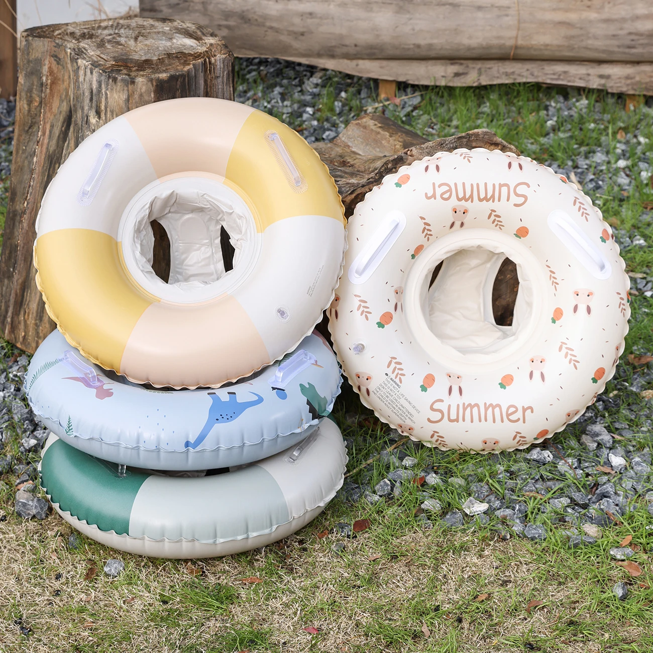 1PC Inflatable Swim Ring Pool Float Ring PVC Durable Floating Tube with Grip Handles Summer Pool Beach Relaxation