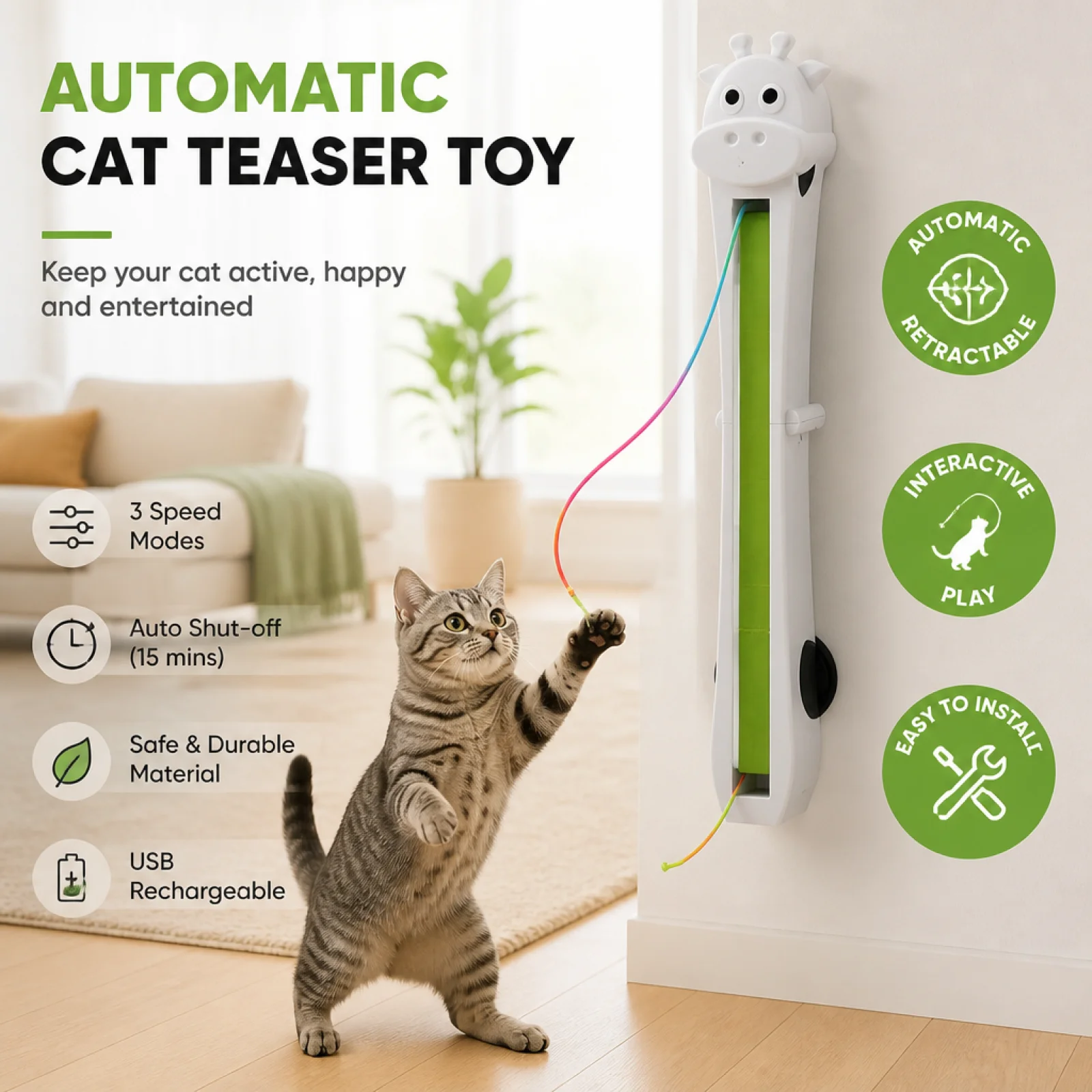 Automatic Flying String Cat Toy Drill Installation Electronic Cat String Tool Promotes Exercise Pet Supplies for Kitten Owners