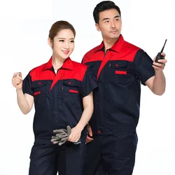 Mechanical Working Coverall Set Men's Summer Thin Work Clothes Workshop Worker Factory Clothes Auto Repair Engineering Uniform