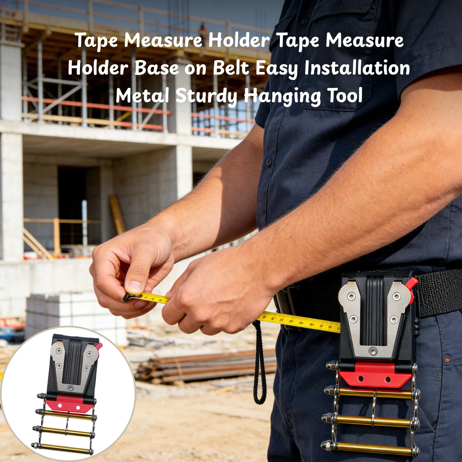 

1 Pc Tape Measure Holder Tape Measure Holder Base on Belt Easy Installation Metal Sturdy Hanging Tool for Upgrading Tool Pouches