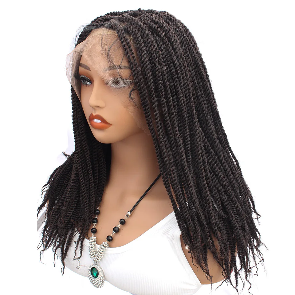 

20-дюймовые плетеные парики для женщин, кружевные передние узлы, короткие плетеные парики боб, синтетические плетеные парики спереди с волосами ребенка