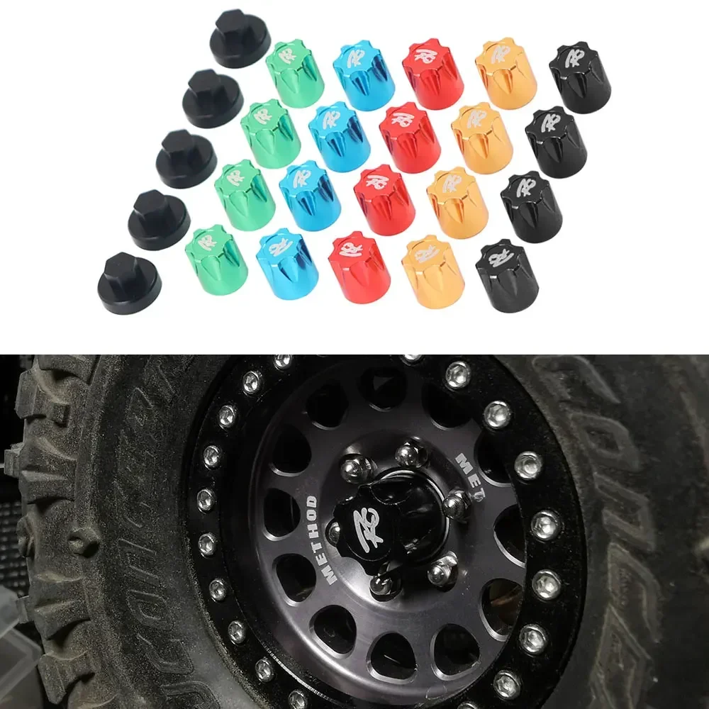 Capuchon central de jante de roue en métal, capuchon anti-poussière, écrou M4, 4 pièces pour voiture sur chenilles 1/10 RC Axial SCX10 D90 TRX4 TF2 CC01 Capra mise à niveau