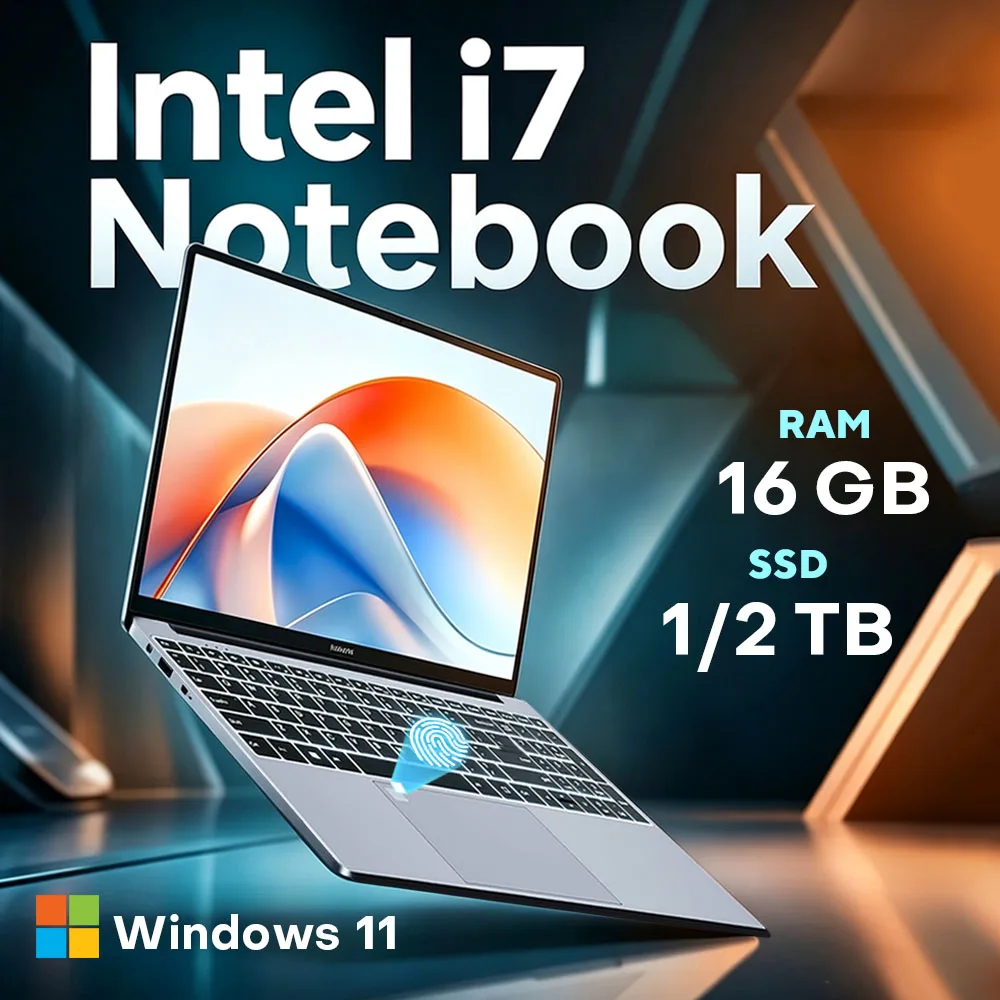 Laptop 2026 Windows 11 15,6" Intel Core I7 1165G7 Computer 16GB RAM 1TB 2TB SSD Laptop 4K Notebook con Sblocco Impronta Digitale PC da Gaming per Uffi