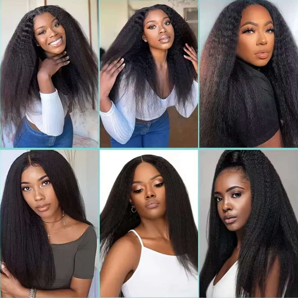 Paquetes de cabello humano kinky straight de 26 pulgadas, 100% humano, yaki liso, 1/3/4 paquetes 8
