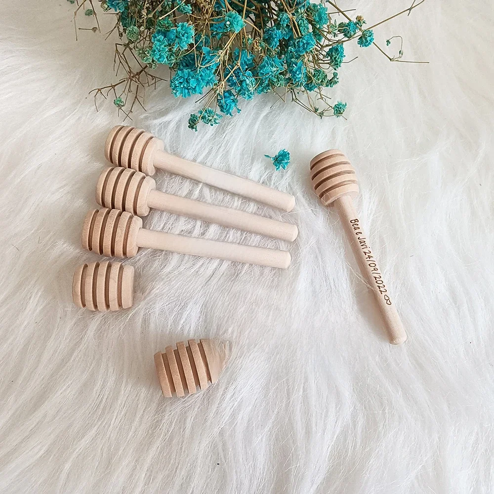 Bâtonnets de louche de miel en bois personnalisés, faveurs de mariage personnalisées, décoration de douche de bébé, mini serveur pour pot de miel Disp, haute qualité