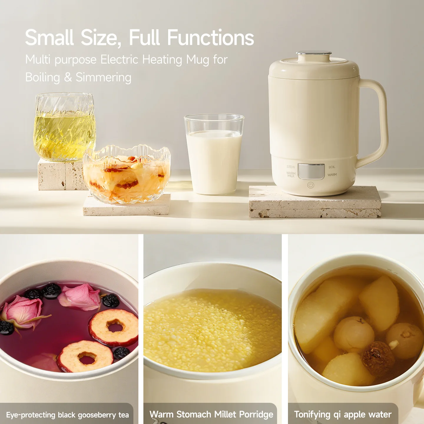 600ml Mini Electric Heating Mug Multi-Function Portable Cooker Stew Boil Warm Milk Keep Warm for Office Dorm Travel Home image 4