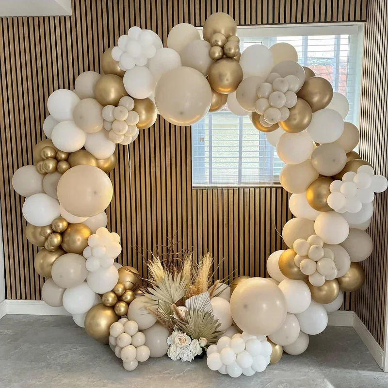 Guirlande de ballons en arc Beige crème blanc, Kit de fiançailles, décoration de mariage, baptême, réception-cadeau pour bébé, fête d'anniversaire