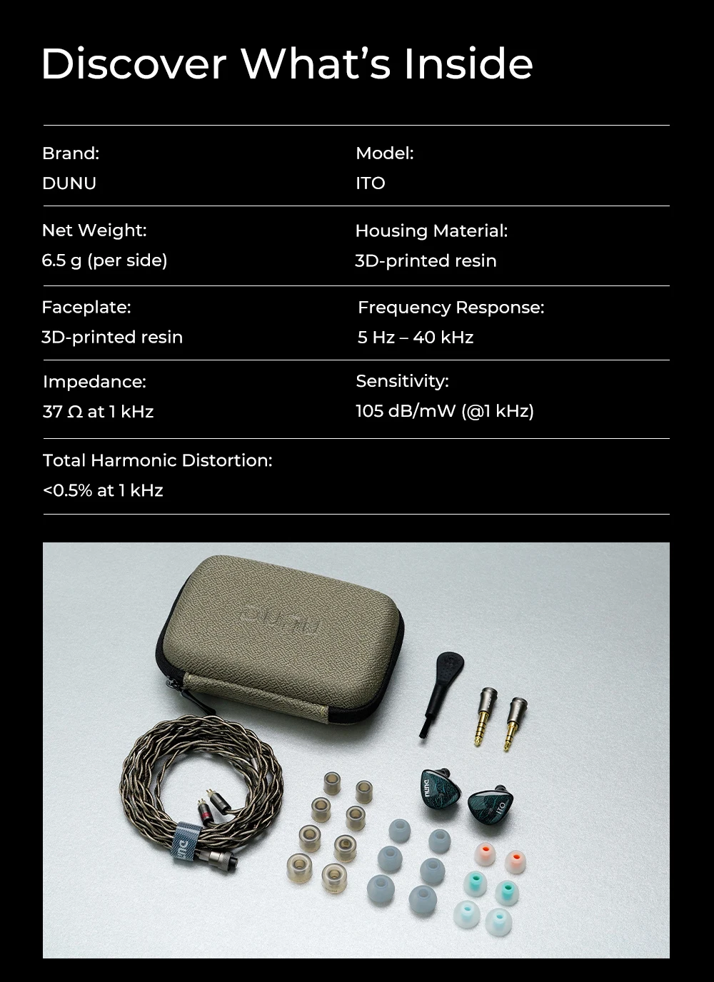 DUNU X KOTO ITO In-Ear-Kopfhörer mit 2DD+2BA Hybrid-Treiber und 4-Kern-Einzelkristall-Kupfer-Q-Lock-Wechselsteckerkabel – Detail 9