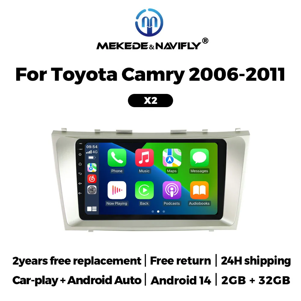 Radio para Auto Android 14 2G+32G para Toyota Camry 7 XV 40 50 2006 - 2011 Navegación GPS Reproductor Multimedia de Video Carplay Inalámbrico AUTO