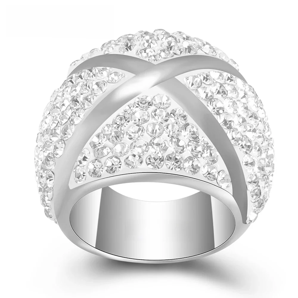 Hurtownia pierścionek ze stali nierdzewnej 316L z X Design moda biżuteria Crystal kobiety prezent obrączki na akcesoria imprezowe — zdjęcie 2