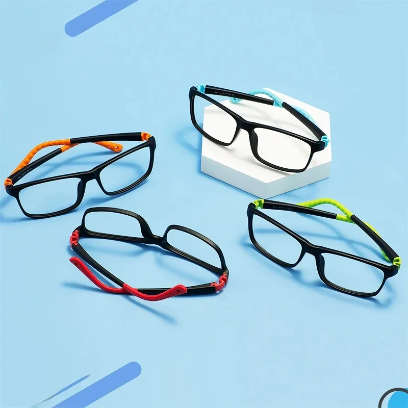 Monture de lunettes rectangulaire colorée TR90, Flexible, pour garçons et filles, confortable et Durable, pour lentilles de Prescription optiques