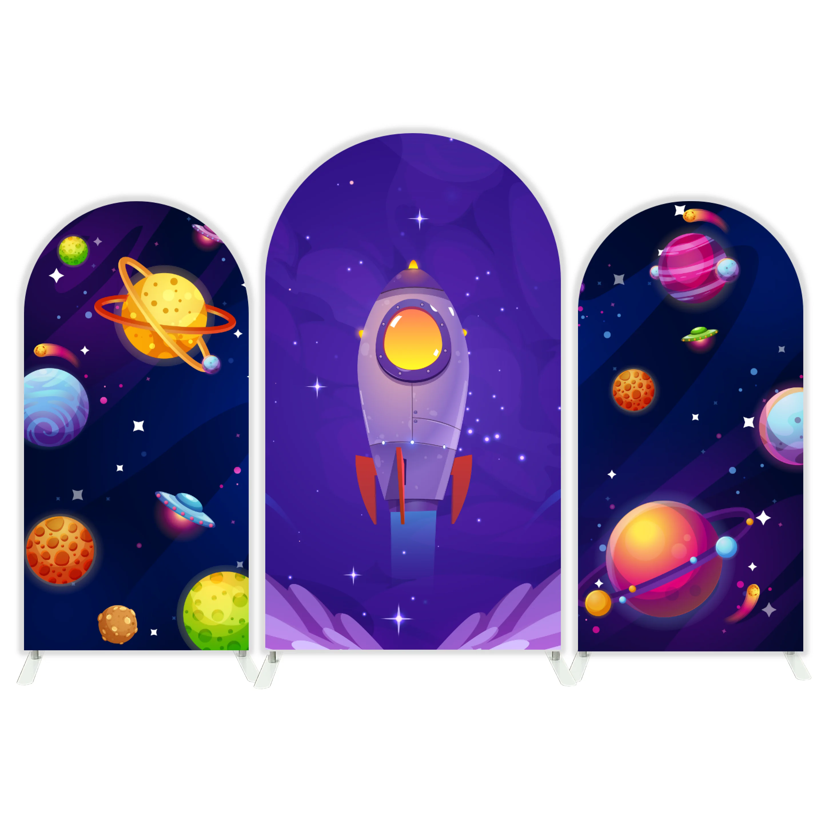 Galaxy Space Astronaut Theme Birthday Baby Shower Party Arch Backdrop Cover