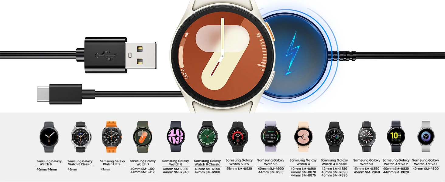 Magnetisches Ladegerät für Samsung Galaxy Watch 8 7 6 5 4 3 Pro Active Ultra 40mm 44mm 1 Stück 2 Stück für Galaxy Watch Ladekabel Dock – Detail 3