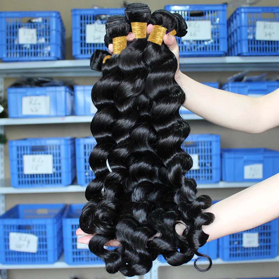 Loose Wave 28 30 Inch Brazilian Raw Virgin Unprocessed 100% Human Hair Loose Deep Wave Extensions 1 3 4 Bundles Deals Weft