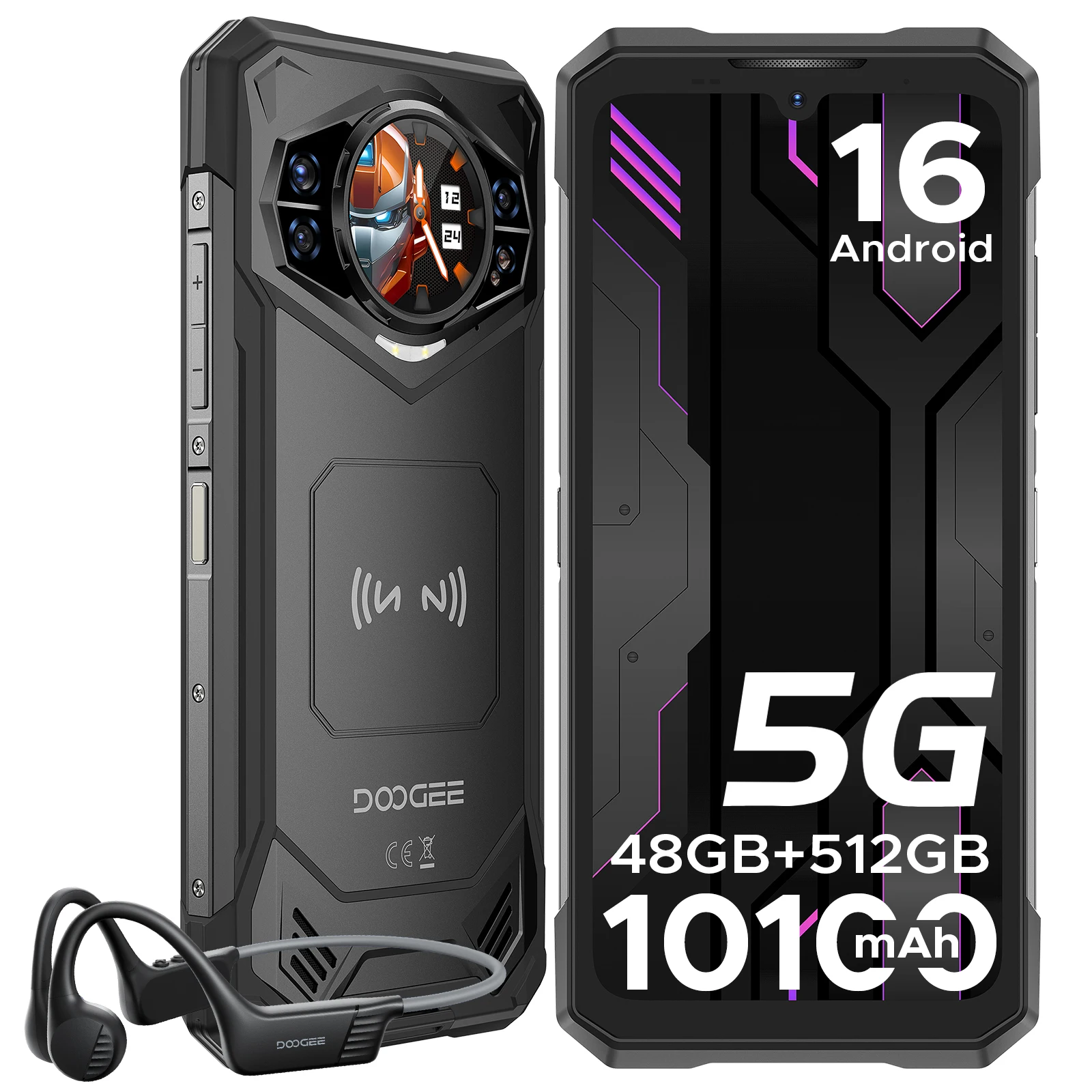 DOOGEE S200 X 5G Rugged Smartphone 6.72" FHD+120Hz World Premiere 12GB 512GB 100MP AI Main Camera 7050 10100mAh Battery MTK Dime