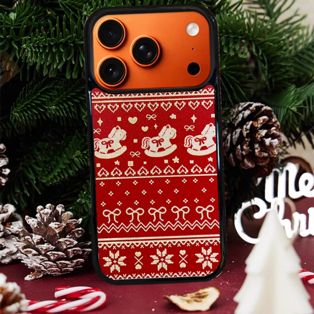 

Cute creative Fair Isle love bow pony phone case for iPhone 17 16 ProMax13 14 15 Pro fundas Korean INS new cover protective case