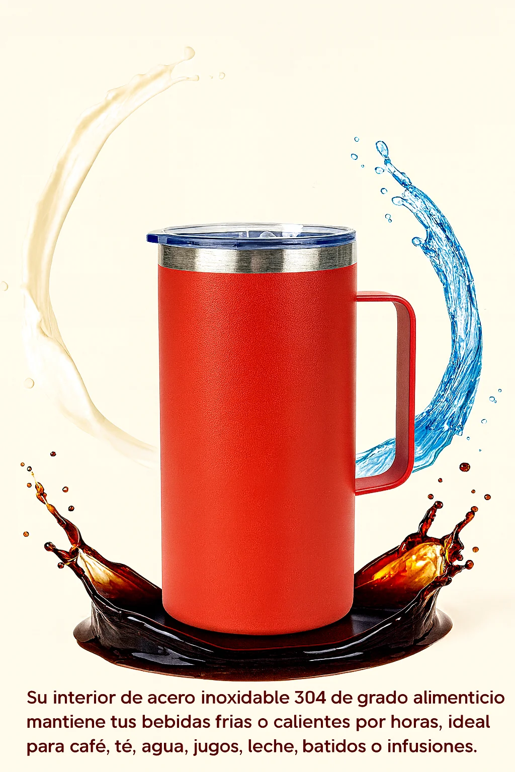 كوب حراري 600 مل، Kta-83، جدار مزدوج من الفولاذ المقاوم للصدأ مع مقبض مريح وغطاء محكم للانسكاب، مثالي للقهوة والشاي أو الماء أو العصير، محمول وخفيف الوزن، في 17 لونًا مختلفًا للنساء والرجال #3