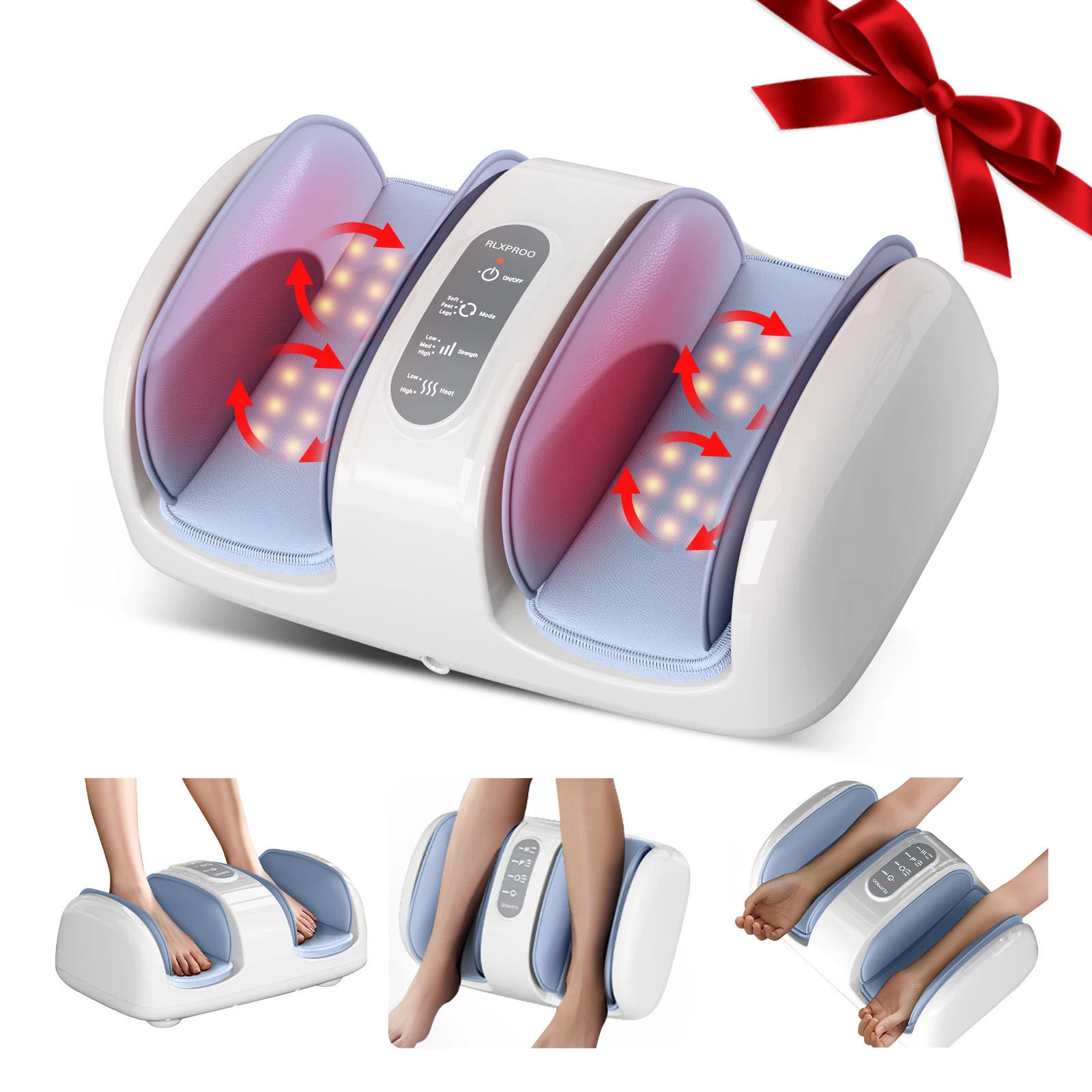 

Electric Shiatsu Foot Massager with Heating Function, Deep Kneading and Rolling for Full Foot Relaxation, Portable Design, Gifts